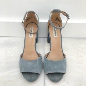 Steve Madden Blue Suede Mirna Block Heel Sandals 9